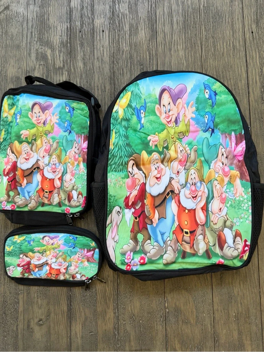 Snow White The 7 Dwarfs 3pc Backpack set New in sealed package